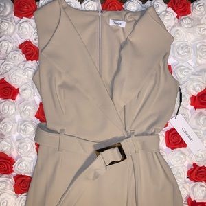 *SOLD*tan Calvin Klein belted moto dress